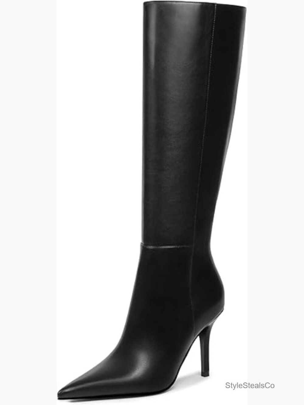 Knee High Boots Stiletto Heel Pointed Toe Tall Zip Leather Fashion Long Boots - Picture 1 of 7